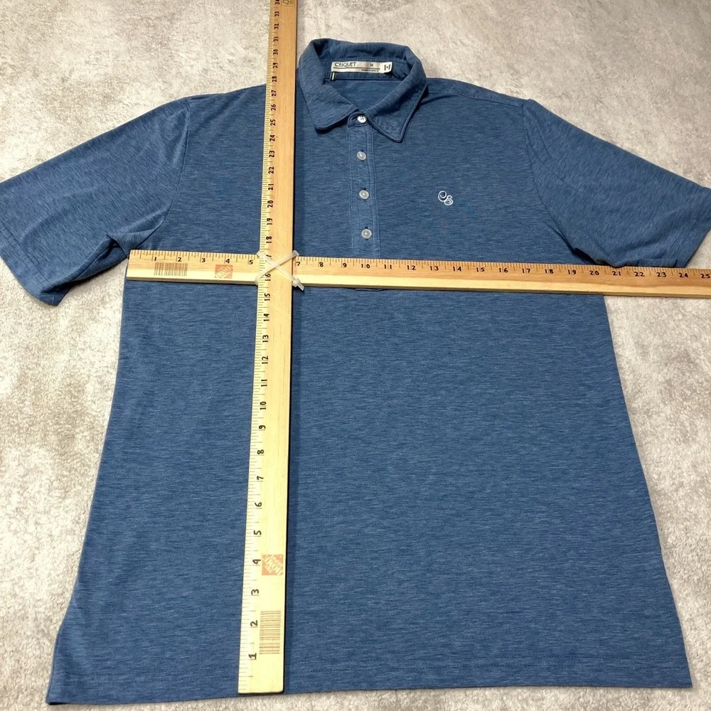 Criquet Polo Shirt Performance Short Sleeve Heathered Blue Mens Size M